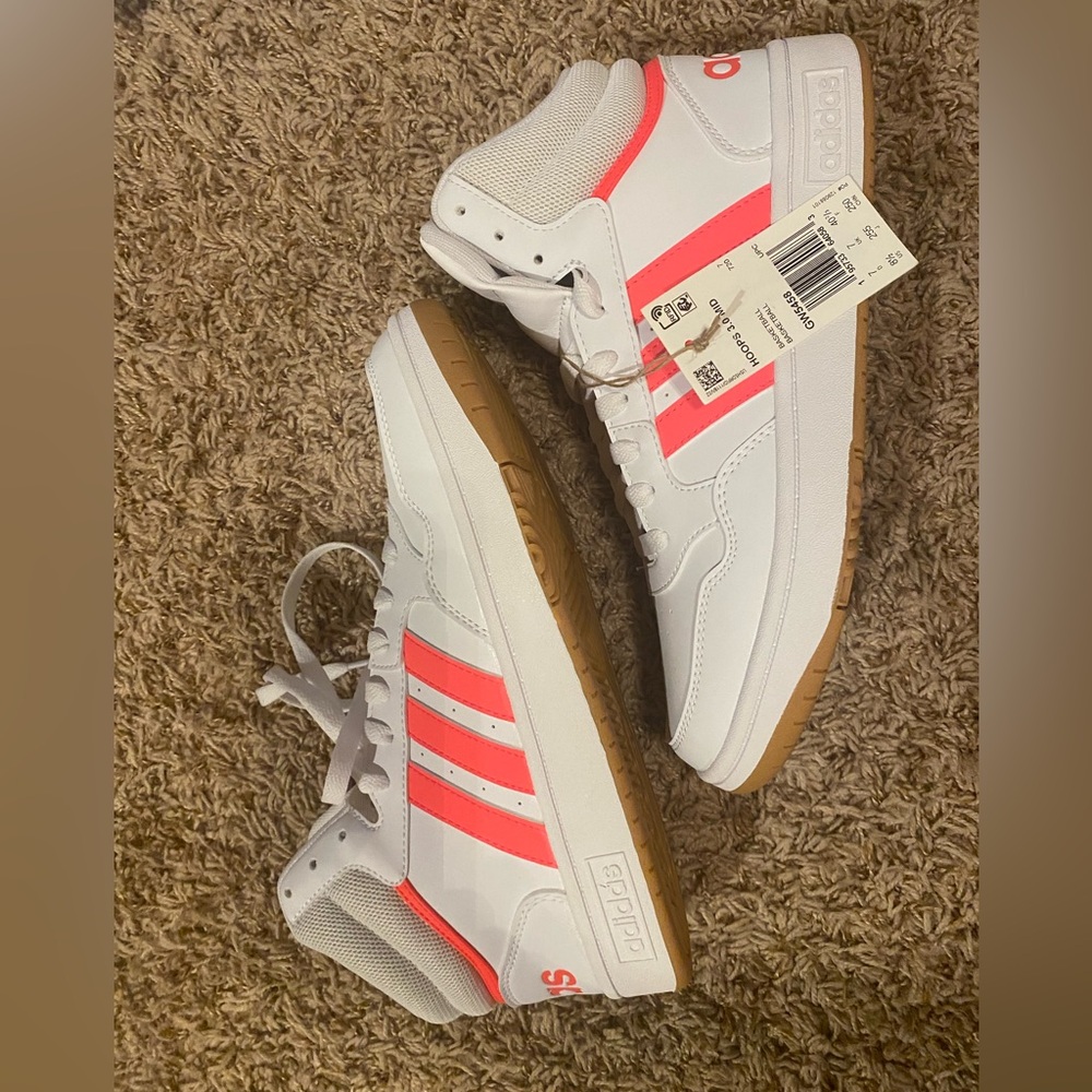 adidas pink and white shoes